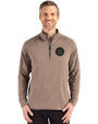 Seattle Mariners Monochromatic Cutter & Buck Adapt Recycled Soft Knit Stretch  Mens Quarter Zip Pullover Mushroom Front