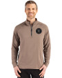 Houston Astro Mono Cutter & Buck Adapt Eco Knit Stretch Recycled Mens Quarter Zip Pullover Mushroom Front