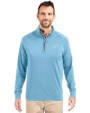 Los Angeles Dodgers Mono Cutter & Buck Adapt Eco Knit Stretch Recycled Mens Quarter Zip Pullover Atlas Light Blue Front