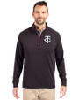 Minnesota Twins Mono Cutter & Buck Adapt Eco Knit Stretch Recycled Mens Quarter Zip Pullover Black/Gelato Front