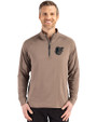 Baltimore Orioles Monochromatic Cutter & Buck Adapt Recycled Soft Knit Stretch  Mens Quarter Zip Pullover Mushroom Front