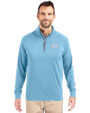 Cincinnati Reds Mono Cutter & Buck Adapt Eco Knit Stretch Recycled Mens Quarter Zip Pullover Atlas Light Blue Front