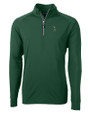 South Florida Bulls Swinging Rocky Cutter & Buck Adapt Eco Knit Stretch Recycled Mens Quarter Zip Pullover Hunter Green Mannequin