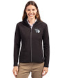 Cleveland Guardians Mono Cutter & Buck Adapt Eco Knit Hybrid Recycled Womens Full Zip Jacket Black Front