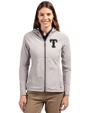 Texas Rangers Mono Cutter & Buck Adapt Eco Knit Hybrid Recycled Womens Full Zip Jacket Polished Medium Gray Front