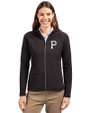 Pittsburgh Pirates Mono Cutter & Buck Adapt Eco Knit Hybrid Recycled Womens Full Zip Jacket Black Front