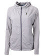 South Florida Bulls Swinging Rocky Cutter & Buck Adapt Eco Knit Hybrid Recycled Womens Full Zip Jacket Polished Medium Gray Mannequin