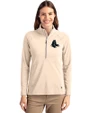 Boston Red Sox Mono Cutter & Buck Adapt Eco Knit Stretch Recycled Womens Half Zip Pullover Wheat Front