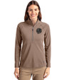 New York Yankees Mono Cutter & Buck Adapt Eco Knit Stretch Recycled Womens Half Zip Pullover Mushroom Front