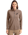 Los Angeles Dodgers Mono Cutter & Buck Adapt Eco Knit Stretch Recycled Womens Half Zip Pullover Mushroom Front