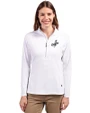Los Angeles Dodgers Mono Cutter & Buck Adapt Eco Knit Stretch Recycled Womens Half Zip Pullover White Front