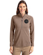 Chicago Cubs Mono Cutter & Buck Adapt Eco Knit Stretch Recycled Womens Half Zip Pullover Mushroom Front