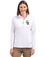Colorado Rockies Mono Cutter & Buck Adapt Eco Knit Stretch Recycled Womens Half Zip Pullover White Front