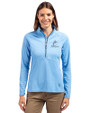 Miami Marlins Mono Cutter & Buck Adapt Eco Knit Stretch Recycled Womens Half Zip Pullover Atlas Light Blue Front