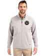 New York Mets Mono Cutter & Buck Adapt Eco Knit Hybrid Recycled Mens Quarter Zip Polished Medium Gray Front