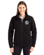 New York Yankees Mono Cutter & Buck Cascade Eco Fleece Womens Full Zip Jacket Black Front