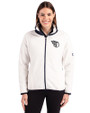 Cleveland Guardians Mono Cutter & Buck Cascade Eco Fleece Womens Full Zip Jacket Shell/Navy Blue Front