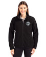 Washington Nationals Mono Cutter & Buck Cascade Eco Fleece Womens Full Zip Jacket Black Front
