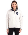 Minnesota Twins Mono Cutter & Buck Cascade Eco Fleece Womens Full Zip Jacket Shell/Navy Blue Front