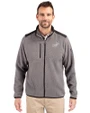Los Angeles Dodgers Monochromatic Cutter & Buck Cascade Epic Comfort Recycled Sherpa Fleece Mens Full Zip Jacket Elemental Grey/Black Front