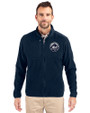 New York Mets Mono Cutter & Buck Cascade Eco Fleece Mens Full Zip Jacket Navy Blue Front