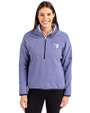Cleveland Guardians Mono Cutter & Buck Cascade Eco Fleece Womens Pullover Jacket Hyacinth/Navy Blue Front