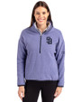 San Diego Padres Mono Cutter & Buck Cascade Eco Fleece Womens Pullover Jacket Hyacinth/Navy Blue Front