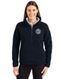 Washington Nationals Mono Cutter & Buck Cascade Eco Fleece Womens Pullover Jacket Navy Blue Front