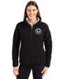 New York Mets Monochromatic Cutter & Buck Cascade Epic Comfort Recycled Sherpa Fleece Womens Pullover Jacket Black Front