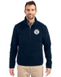 Milwaukee Brewers Mono Cutter & Buck Cascade Eco Fleece Mens Quarter Zip Jacket Navy Blue Front