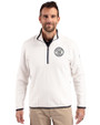 Milwaukee Brewers Mono Cutter & Buck Cascade Eco Fleece Mens Quarter Zip Jacket Shell/Navy Blue Front