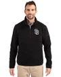 San Diego Padres Mono Cutter & Buck Cascade Eco Fleece Mens Quarter Zip Jacket Black Front
