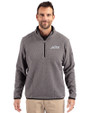 New York Jets Mono Cutter & Buck Cascade Eco Fleece Mens Quarter Zip Jacket Elemental Grey/Black Front