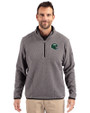 New York Jets NFL Helmet Cutter & Buck Cascade Eco Fleece Mens Quarter Zip Jacket Elemental Grey/Black Front