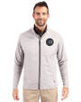 Chicago Cubs Mono Cutter & Buck Adapt Eco Knit Hybrid Recycled Mens Big & Tall Full Zip Jacket Polished Medium Gray Front