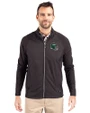 New York Jets NFL Helmet Cutter & Buck Adapt Eco Knit Hybrid Recycled Mens Big & Tall Full Zip Jacket Black Front