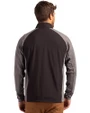 New York Jets NFL Helmet Cutter & Buck Adapt Eco Knit Hybrid Recycled Mens Big & Tall Full Zip Jacket Black Heather/Black Back