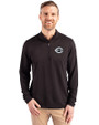 Cincinnati Reds Mono Cutter & Buck Virtue Eco Pique Recycled Quarter Zip Mens Big & Tall Pullover Black Front
