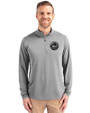 New York Mets Mono Cutter & Buck Virtue Eco Pique Recycled Quarter Zip Mens Big & Tall Pullover Polished Medium Gray Front