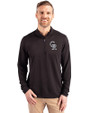Colorado Rockies Mono Cutter & Buck Virtue Eco Pique Recycled Quarter Zip Mens Big & Tall Pullover Black Front