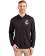 Minnesota Twins Mono Cutter & Buck Virtue Eco Pique Recycled Quarter Zip Mens Big & Tall Pullover Black Front