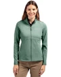 New York Jets Cutter & Buck Adapt Eco Knit Heather Recycled Womens Full Zip Hunter Heather Front