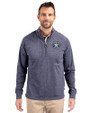 Houston Astro Mono Cutter & Buck Adapt Eco Knit Heather Mens Quarter Zip Pullover Navy Blue Heather Front