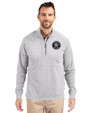 Houston Astro Mono Cutter & Buck Adapt Eco Knit Heather Mens Quarter Zip Pullover Polished Heather Front