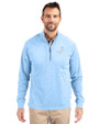 Los Angeles Dodgers Mono Cutter & Buck Adapt Eco Knit Heather Mens Quarter Zip Pullover Atlas Heather Front