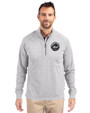 New York Mets Mono Cutter & Buck Adapt Eco Knit Heather Mens Quarter Zip Pullover Polished Heather Front