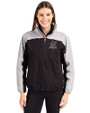 Miami Marlins Mono Cutter & Buck Charter Eco Recycled Womens Anorak Jacket Black/Polished Front