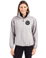 New York Mets Mono Cutter & Buck Charter Eco Recycled Womens Anorak Jacket Polished Medium Gray Front