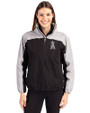 Los Angeles Angels Mono Cutter & Buck Charter Eco Recycled Womens Anorak Jacket Black/Polished Front