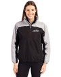 New York Jets Mono Cutter & Buck Charter Eco Recycled Womens Anorak Jacket Black/Polished Front